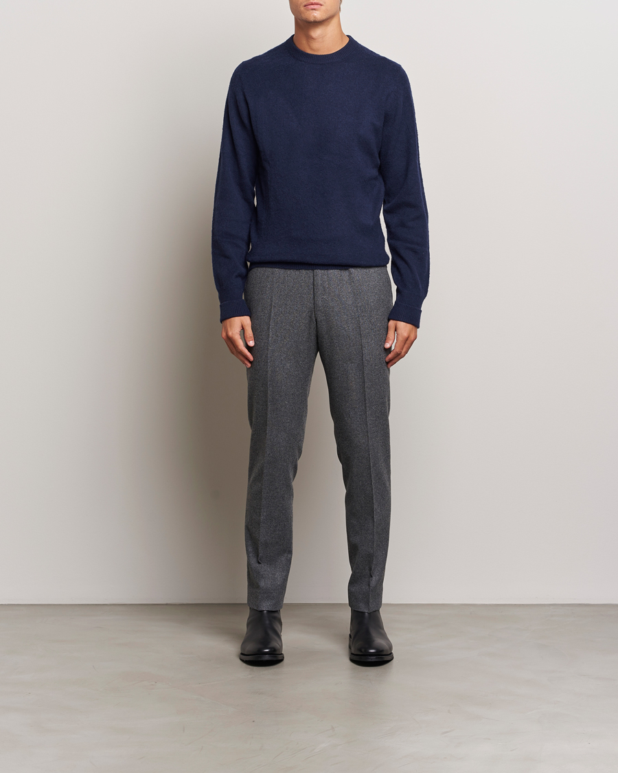Herren | Pullover | Stenströms | Brushed Merino Crew Neck Navy