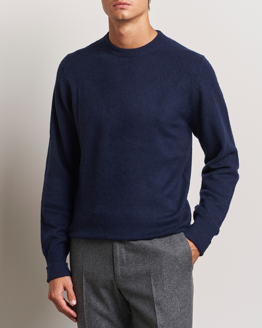 Herren | Pullover | Stenströms | Brushed Merino Crew Neck Navy