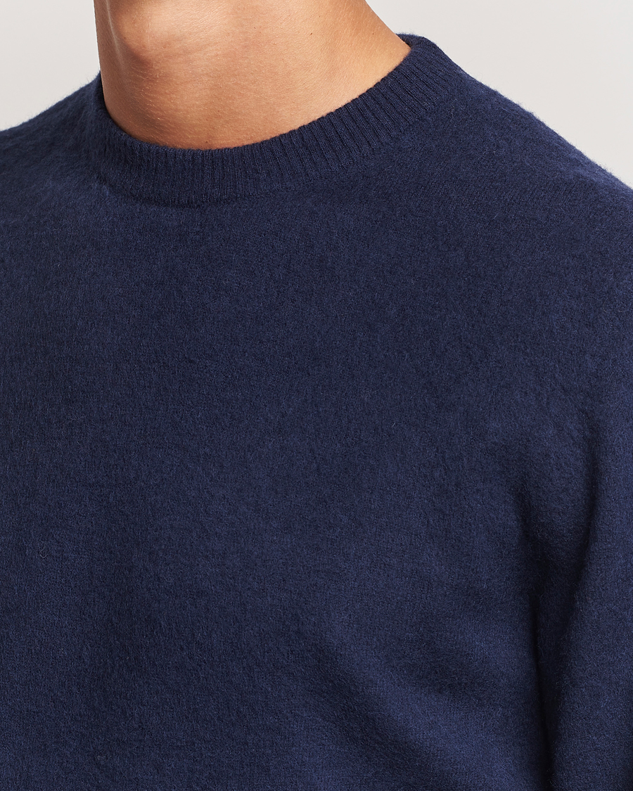 Herren | Pullover | Stenströms | Brushed Merino Crew Neck Navy
