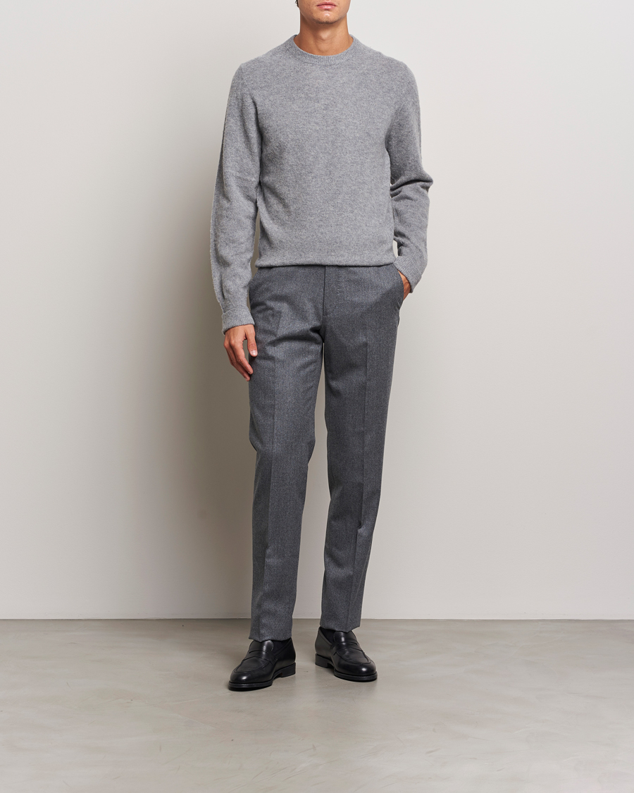 Herren | Pullover | Stenströms | Brushed Merino Crew Neck Grey