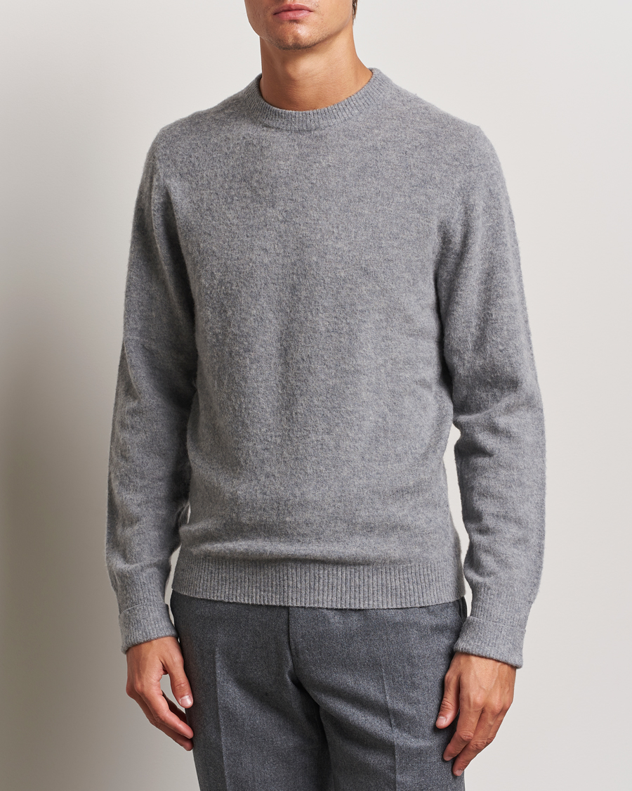 Herren | Pullover | Stenströms | Brushed Merino Crew Neck Grey