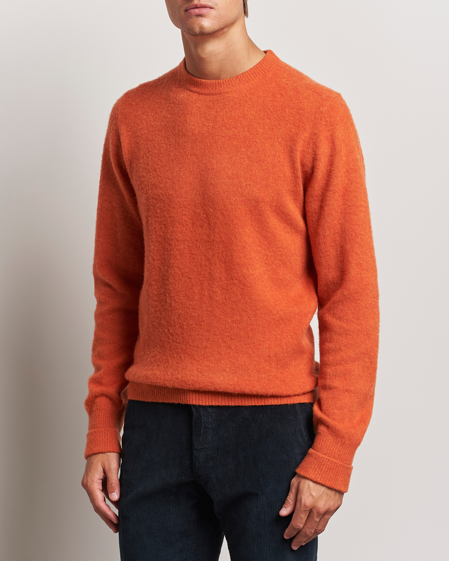Herren | Pullover | Stenströms | Brushed Merino Crew Neck Orange