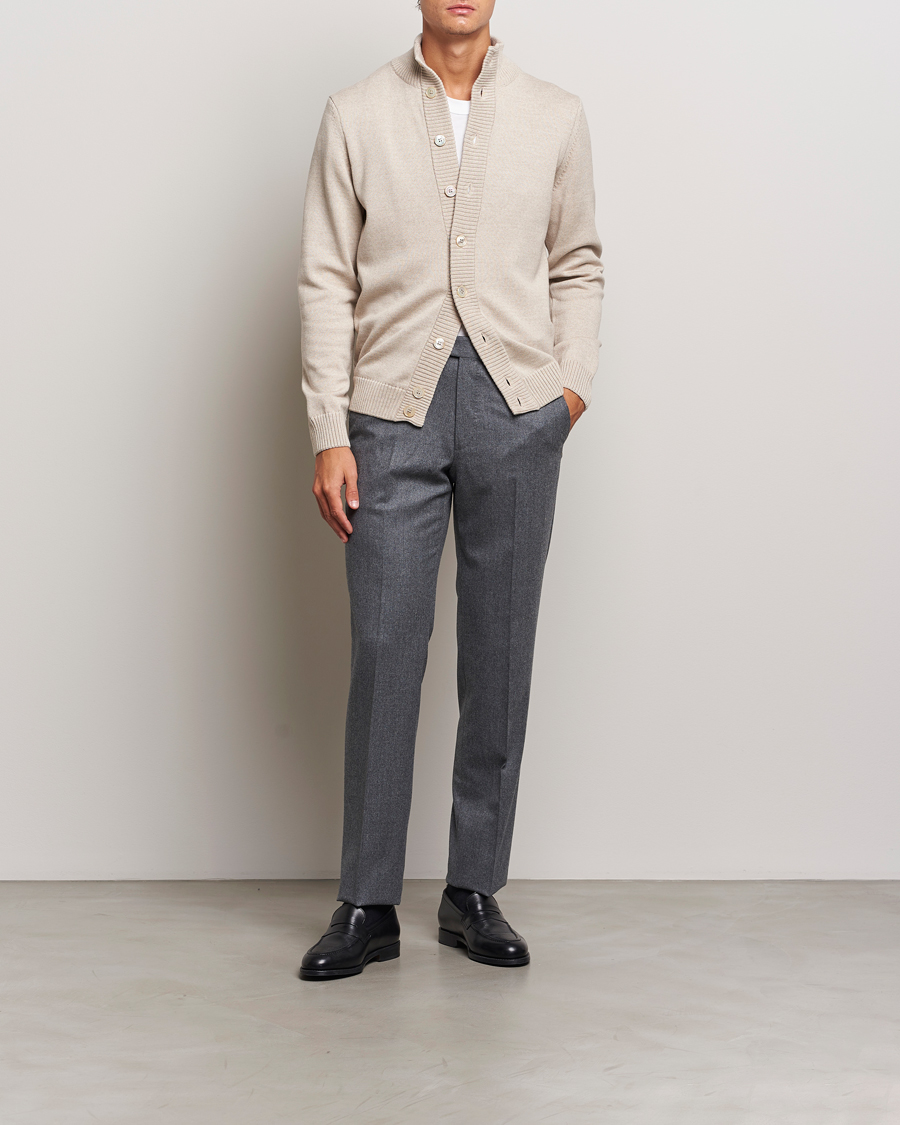 Herren | Pullover | Stenströms | Chunky Knitted Merino Cardigan Beige