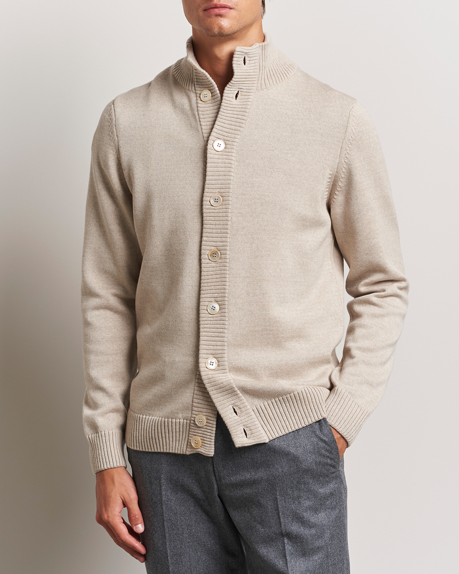 Herren | Pullover | Stenströms | Chunky Knitted Merino Cardigan Beige