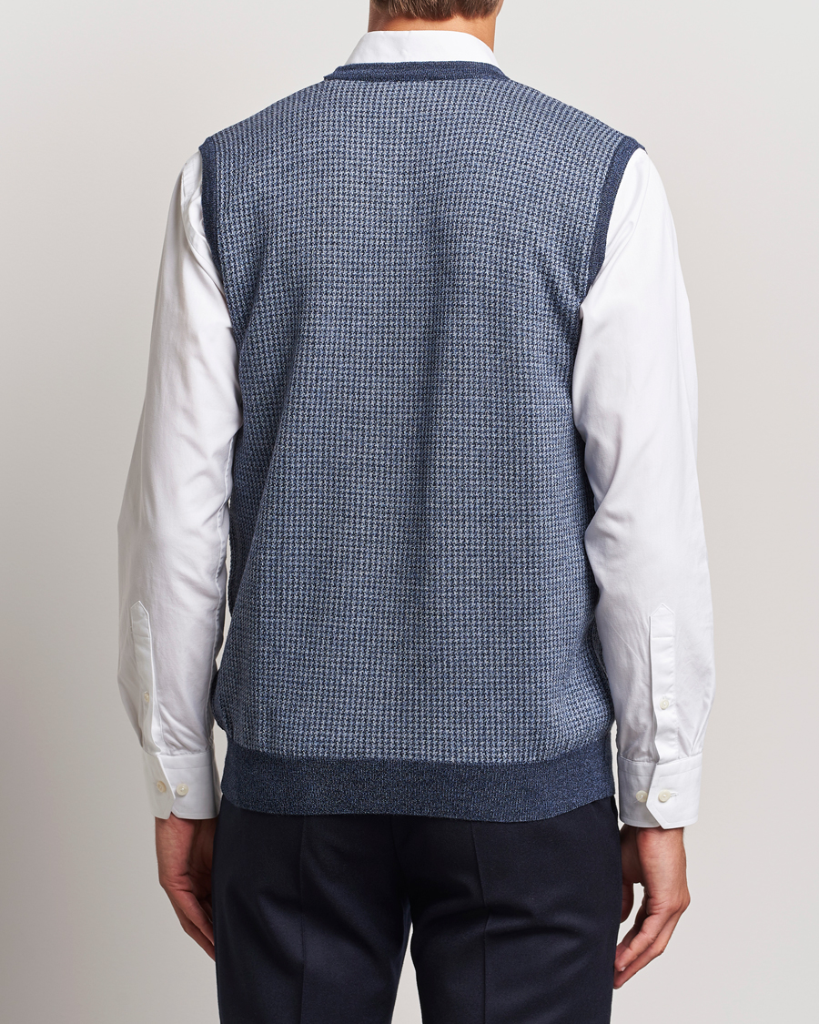 Herren | Pullover | Stenströms | Pepita Merino Wool Vest Navy