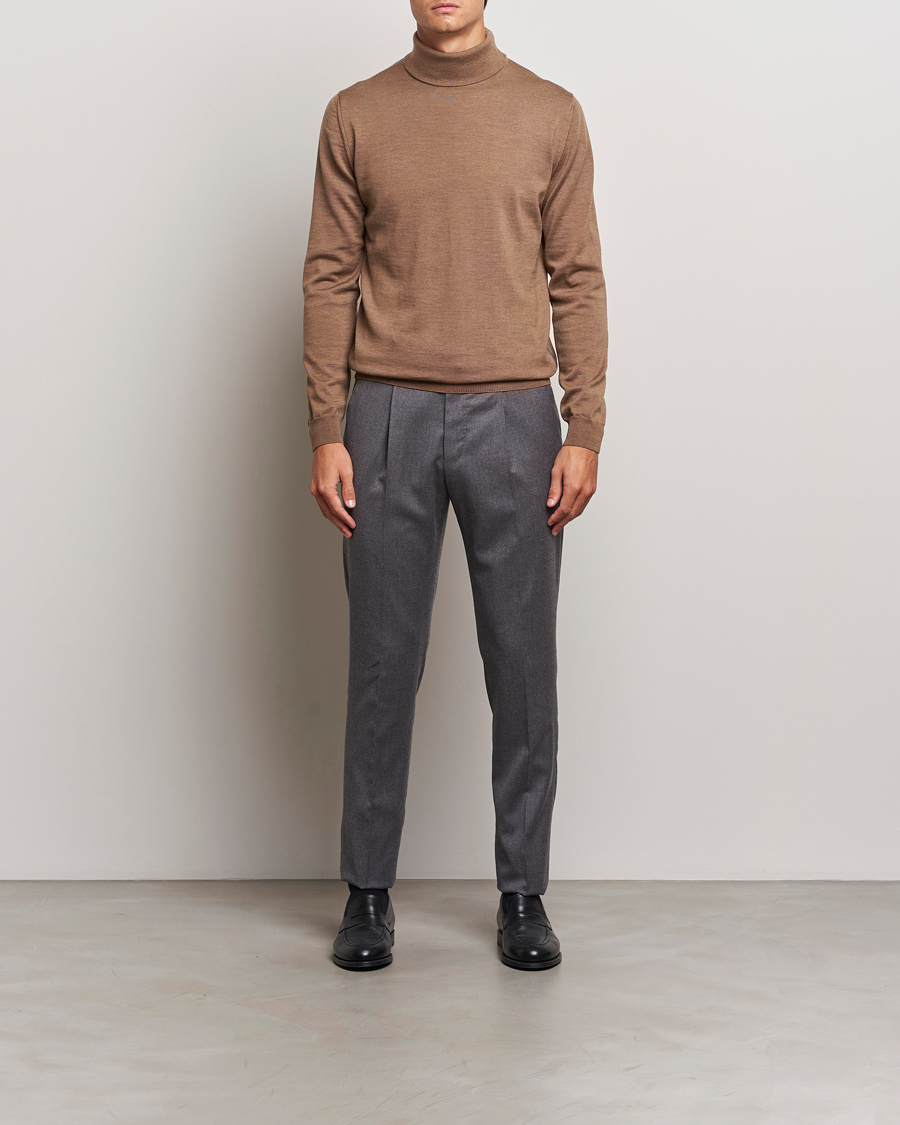 Herren | Pullover | Stenströms | Merino Rollneck Brown