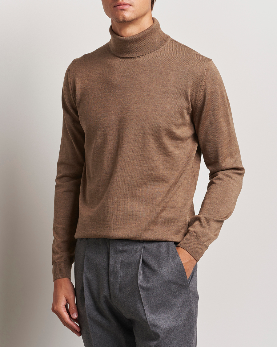 Herren | Pullover | Stenströms | Merino Rollneck Brown