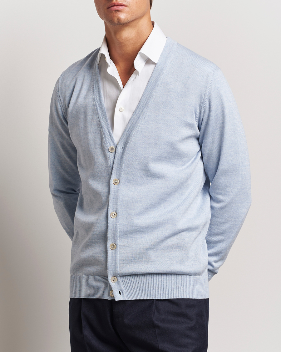 Herren | Pullover | Stenströms | Merino Cardigan Light Blue