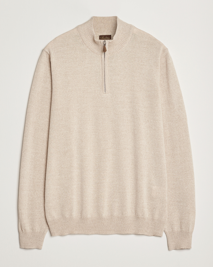 Herren | Pullover | Stenströms | Merino Half Zip Beige