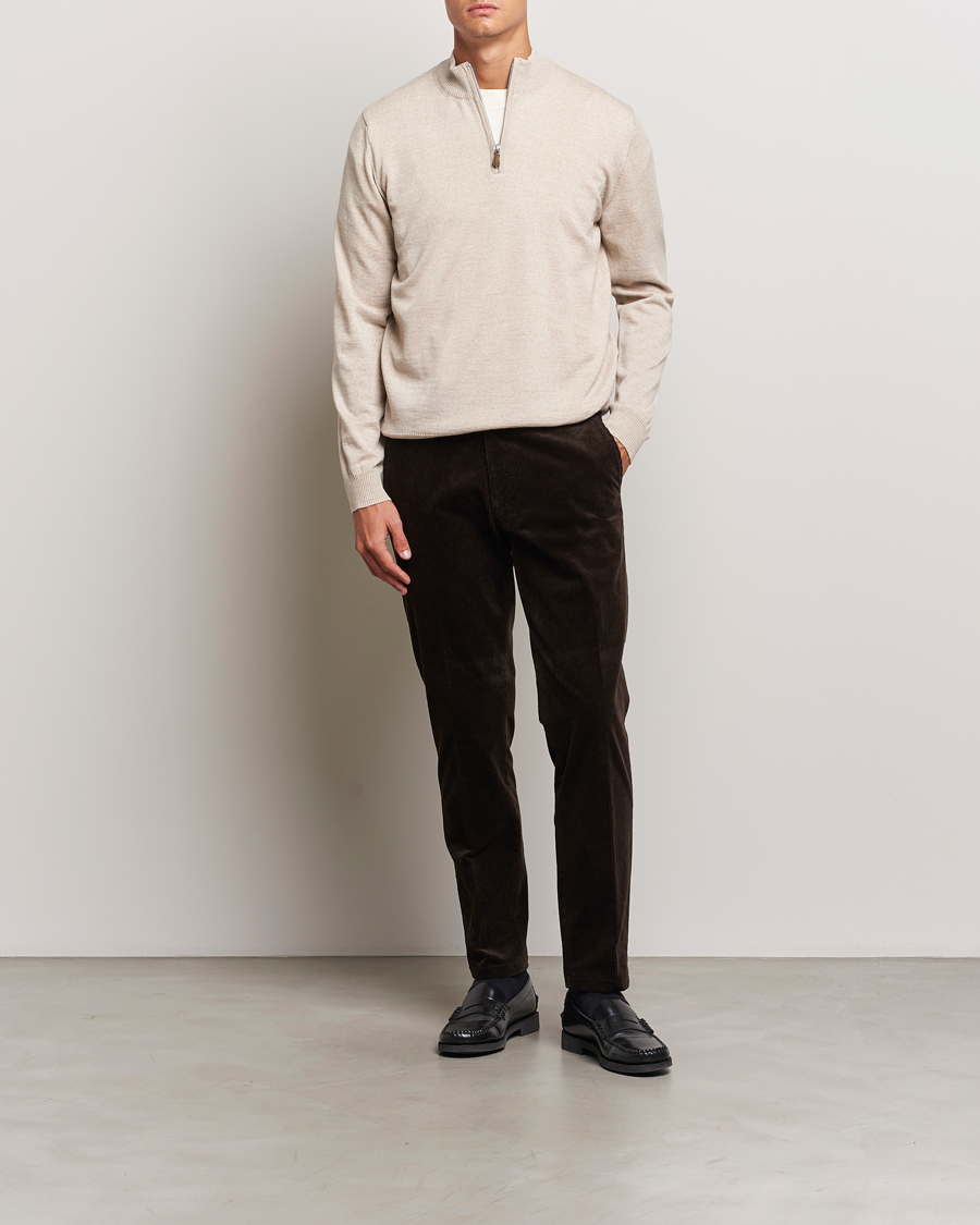 Herren | Pullover | Stenströms | Merino Half Zip Beige