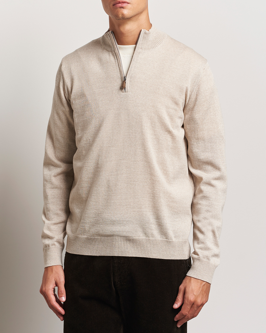 Herren | Pullover | Stenströms | Merino Half Zip Beige