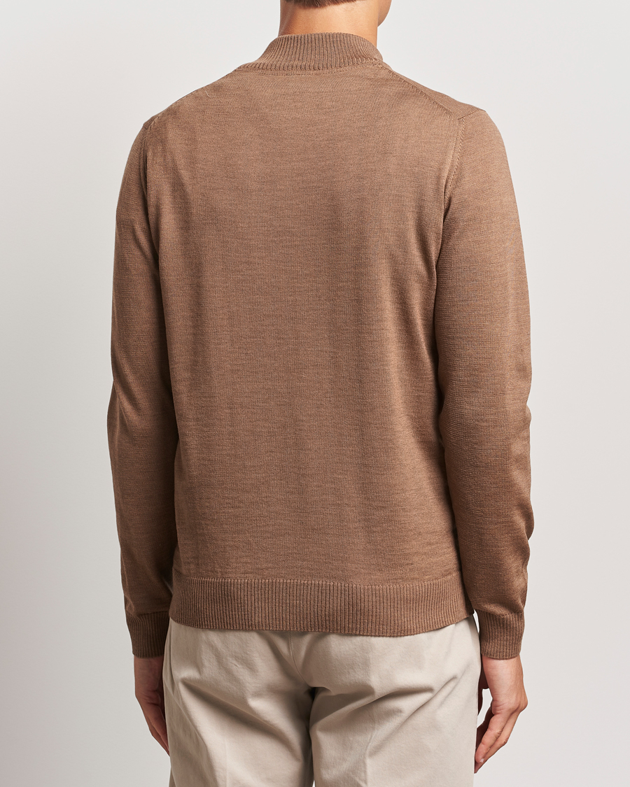 Herren | Pullover | Stenströms | Merino Half Zip Brown