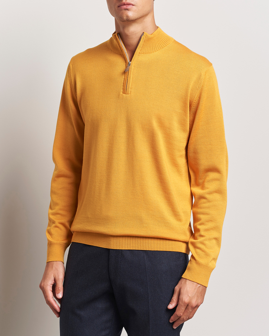 Herren | Pullover | Stenströms | Merino Half Zip Yellow
