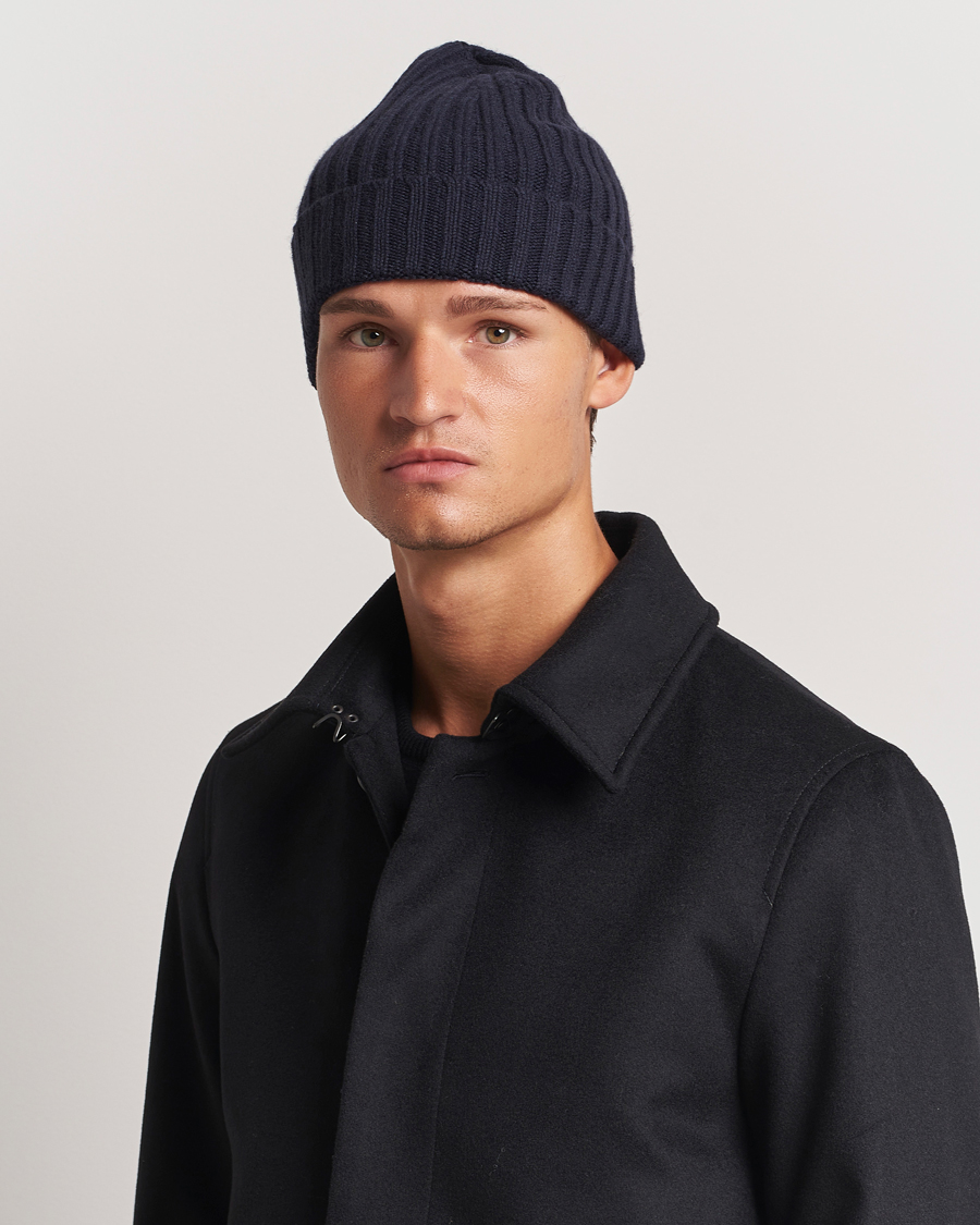 Herren | Stenströms Ribbed Cotton/Cashmere Hat Navy | Stenströms | Ribbed Cotton/Cashmere Hat Navy