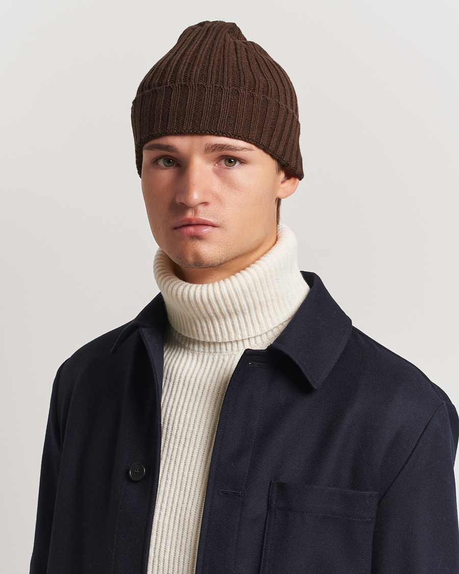 Herren | Stenströms Ribbed Cotton/Cashmere Hat Brown | Stenströms | Ribbed Cotton/Cashmere Hat Brown
