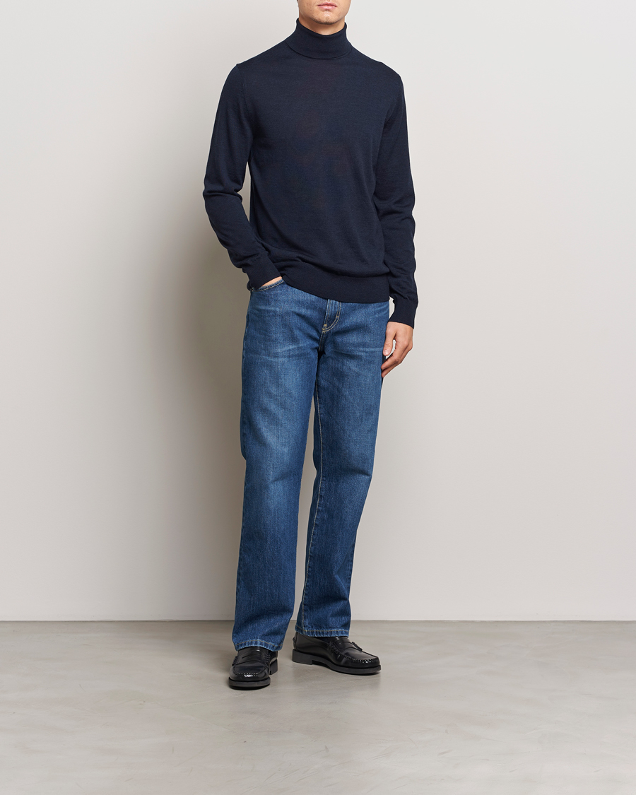 Herren | Pullover | Tiger of Sweden | Nevile Extra Fine Merino Polo Light Ink