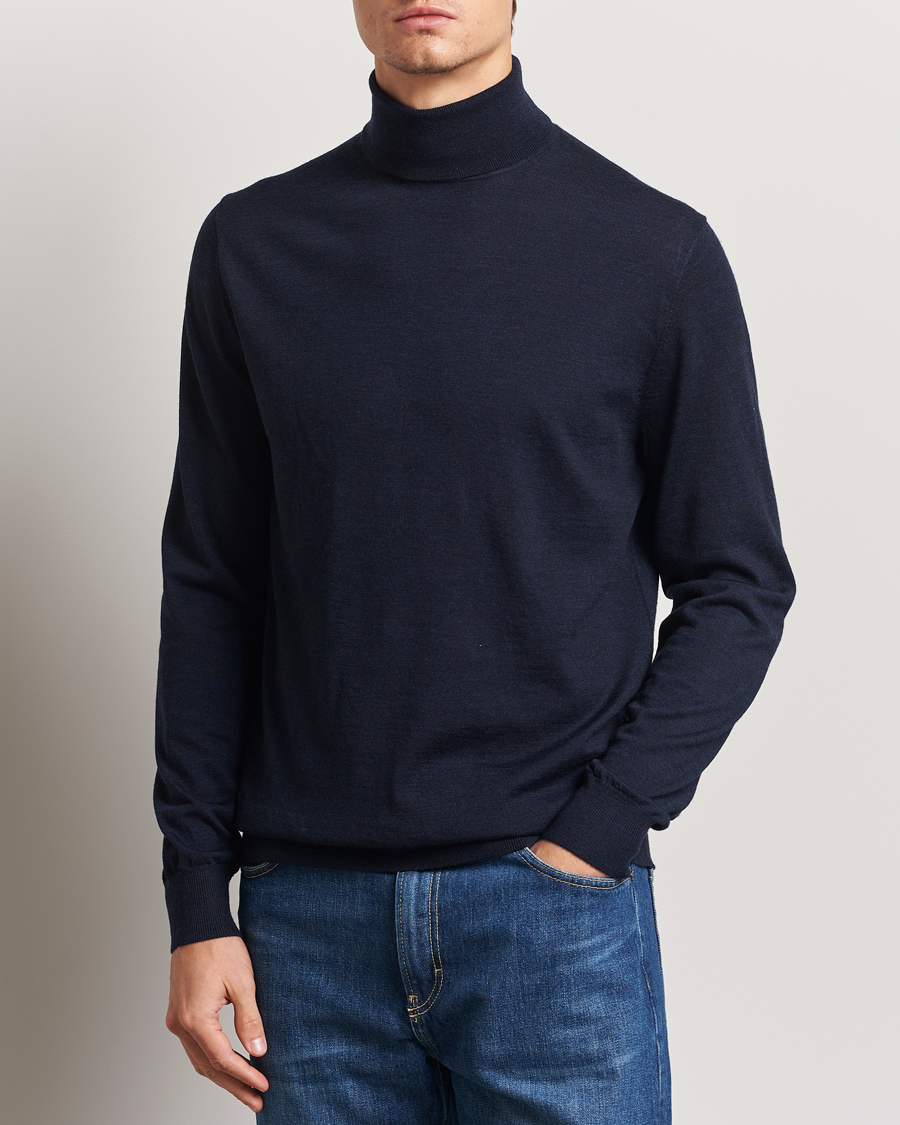 Herren | Pullover | Tiger of Sweden | Nevile Extra Fine Merino Polo Light Ink