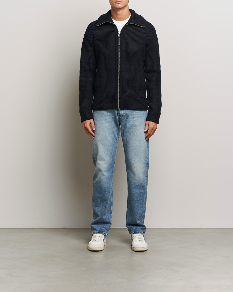 Herren | Pullover | Tiger of Sweden | Niall Heavy Knitted Full Zip Light Ink