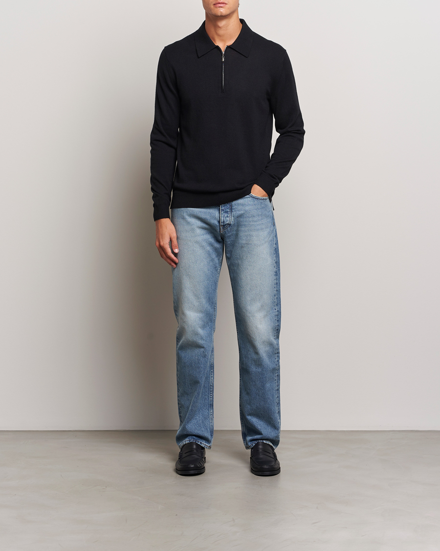 Herren | Pullover | Tiger of Sweden | Orbit Wool/Cotton Half Zip Black