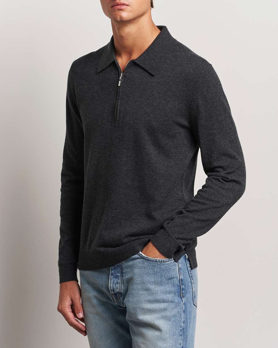 Herren | Pullover | Tiger of Sweden | Orbit Wool/Cotton Half Zip Charcoal