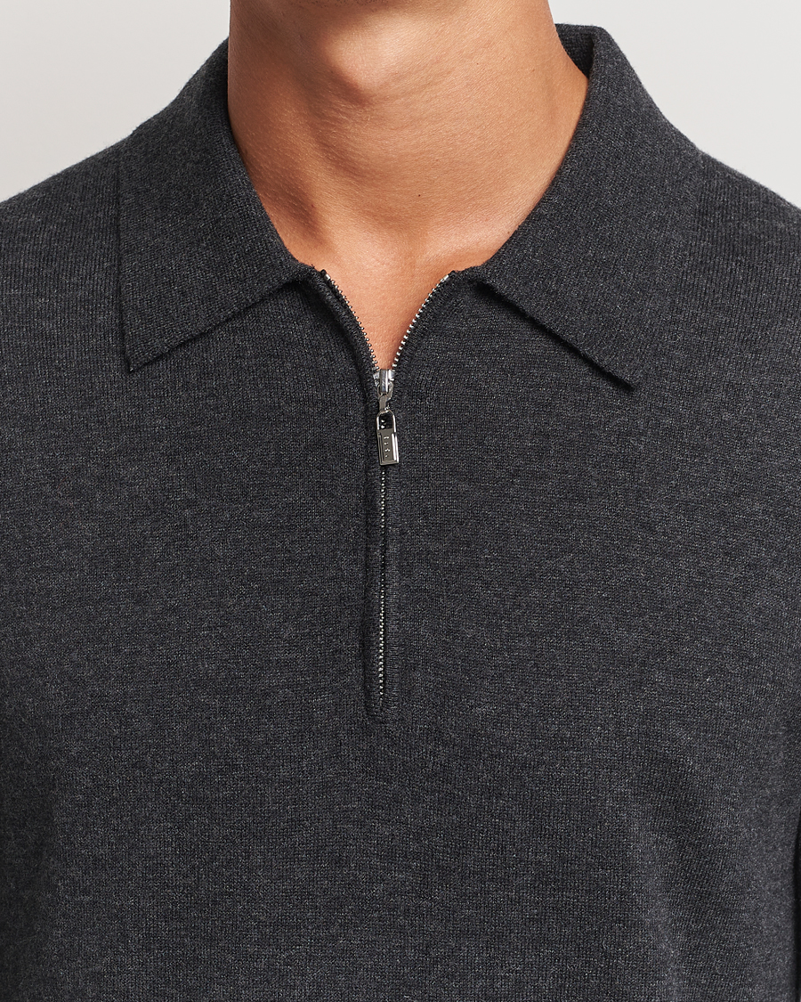 Herren | Pullover | Tiger of Sweden | Orbit Wool/Cotton Half Zip Charcoal