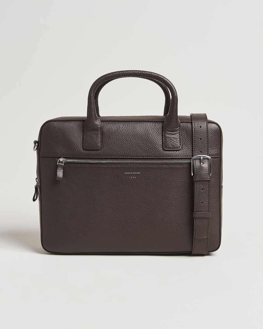 Herren | Tiger of Sweden Beckholmen Leather Briefcase Dark Brown | Tiger of Sweden | Beckholmen Leather Briefcase Dark Brown
