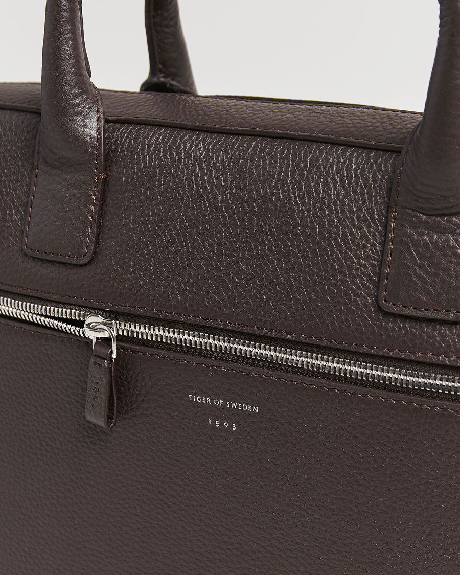 Herren | Tiger of Sweden Beckholmen Leather Briefcase Dark Brown | Tiger of Sweden | Beckholmen Leather Briefcase Dark Brown