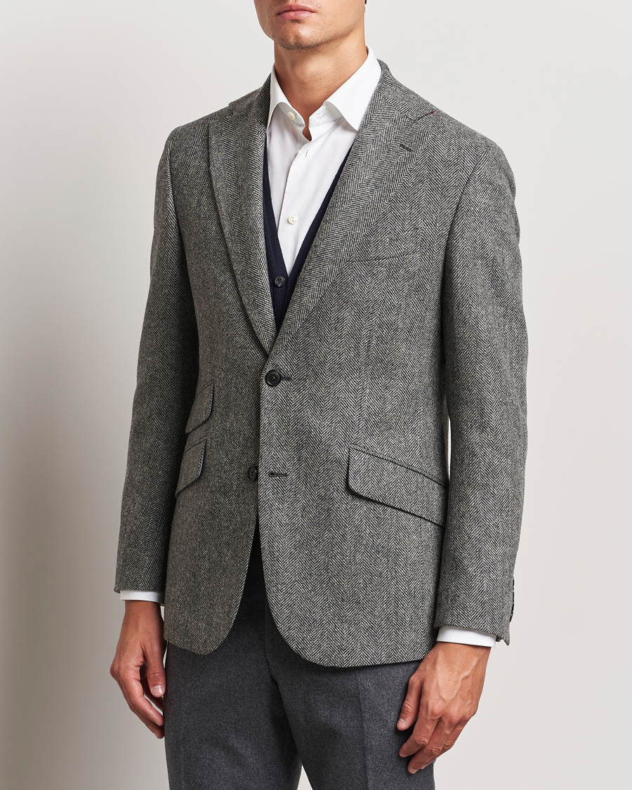 Herren | Sakkos | Walker Slater | Edward Lambswool Herringbone Blazer Dark Grey