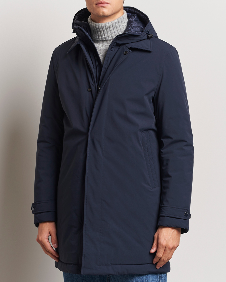 Herren | Jacken | Woolrich | Stretch 2 in 1 Padded Waterproof Carcoat Melton Blue