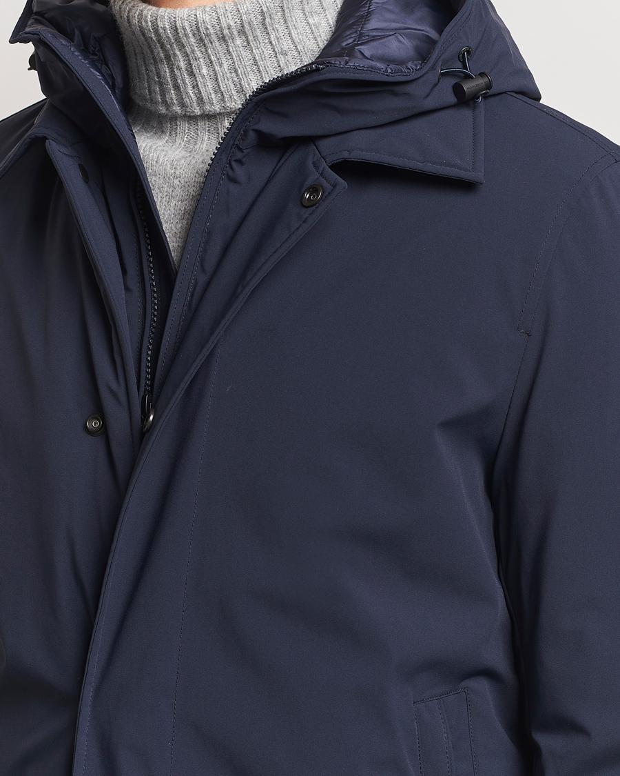 Herren | Jacken | Woolrich | Stretch 2 in 1 Padded Waterproof Carcoat Melton Blue