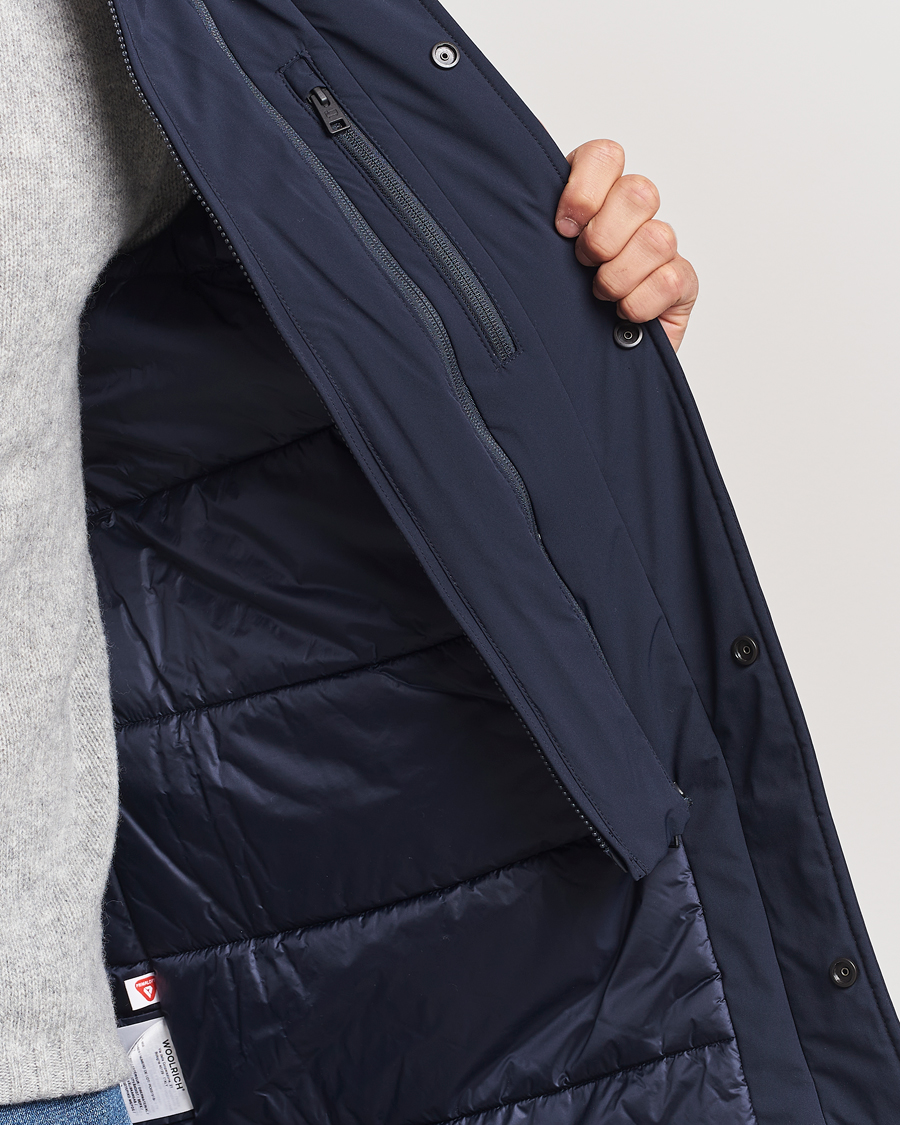 Herren | Jacken | Woolrich | Stretch 2 in 1 Padded Waterproof Carcoat Melton Blue