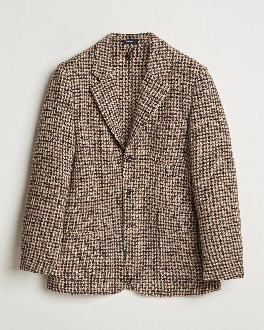 Herren | Sakkos | Drake's | MKVII Gun Check Tweed Blazer Brown