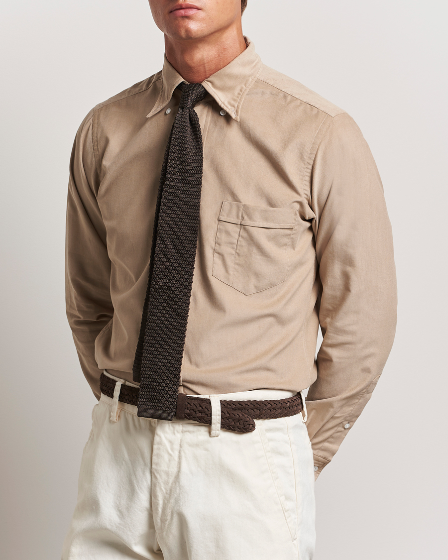 Herren | Hemden | Drake's | Button Down Corduroy Shirt Ecru