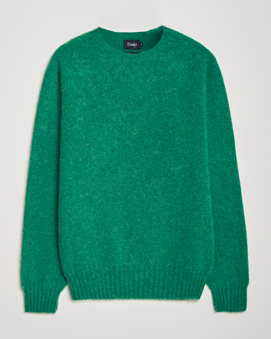 Herren | Pullover | Drake's | Brushed Shetland Crew Pixie Green