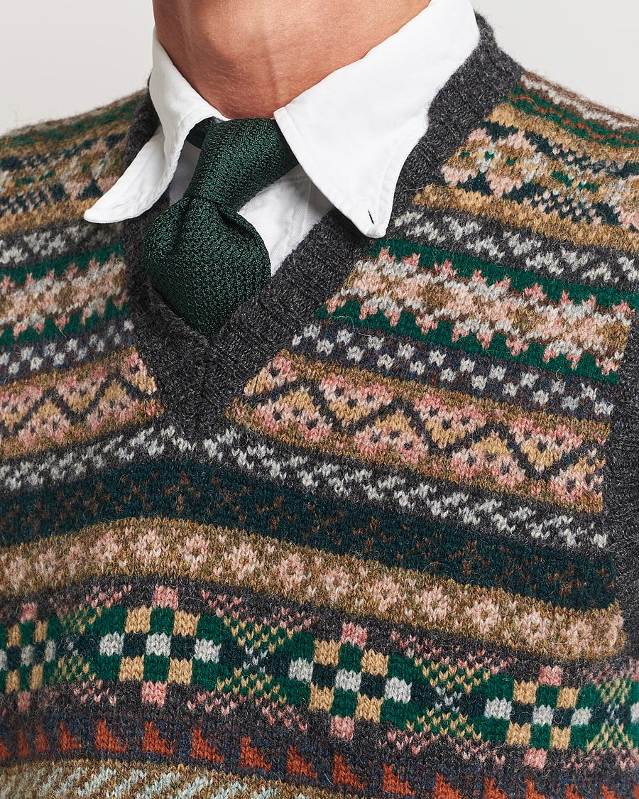 Herren | Pullover | Drake's | Fairisle Wool Vest Purple Multi