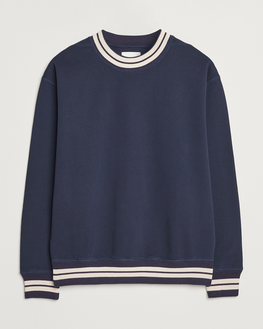Herren | Pullover | Drake's | Striped Rib Sweatshirt Navy