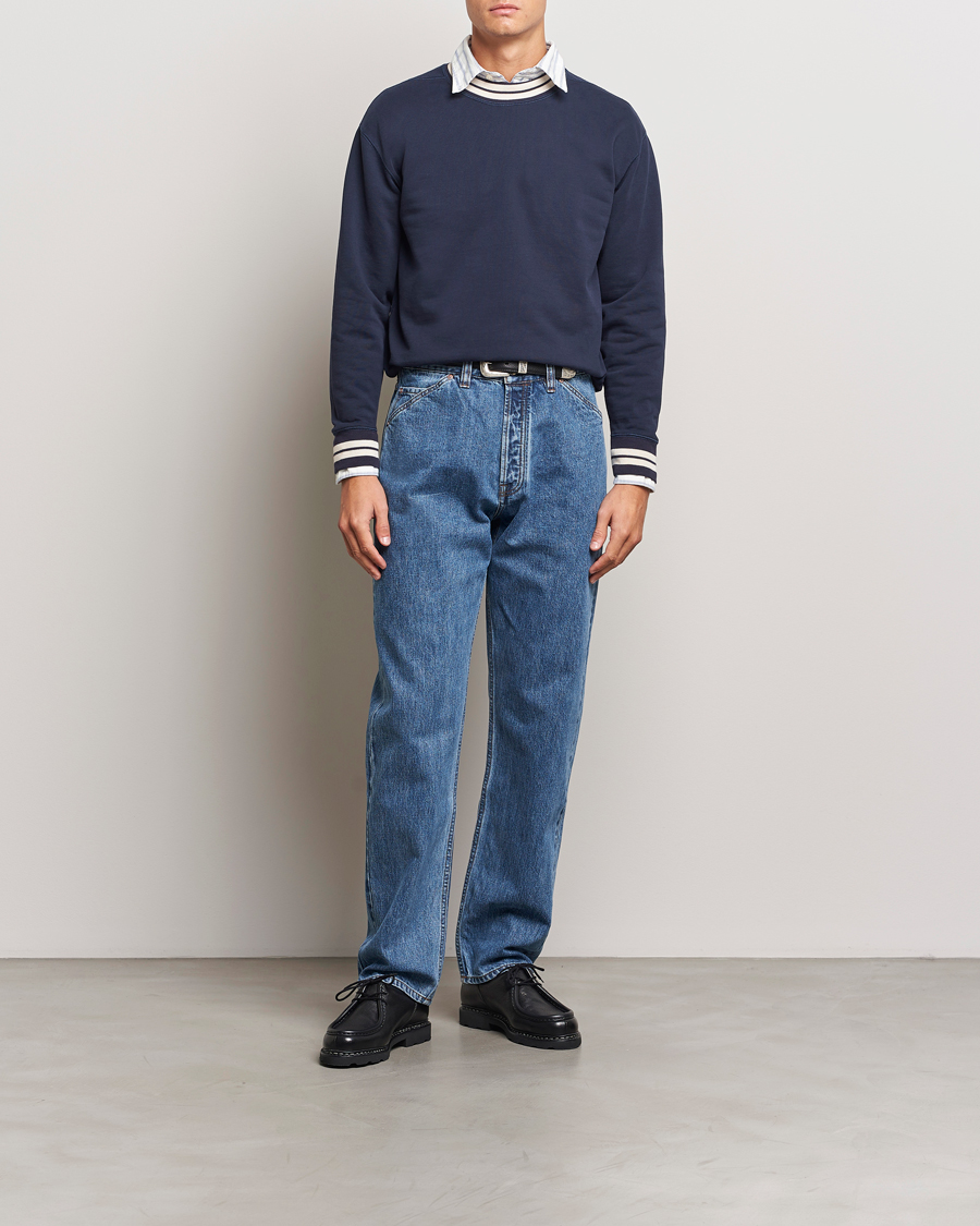 Herren | Pullover | Drake's | Striped Rib Sweatshirt Navy