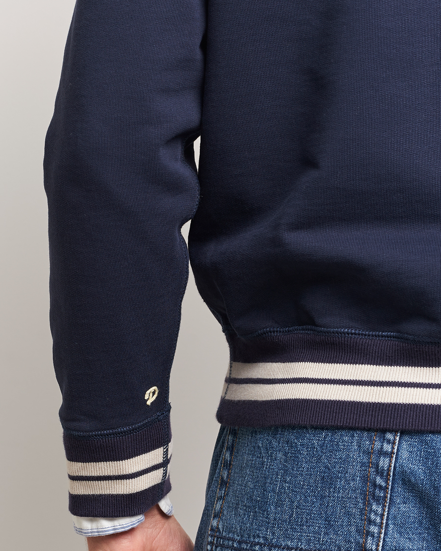 Herren | Pullover | Drake's | Striped Rib Sweatshirt Navy