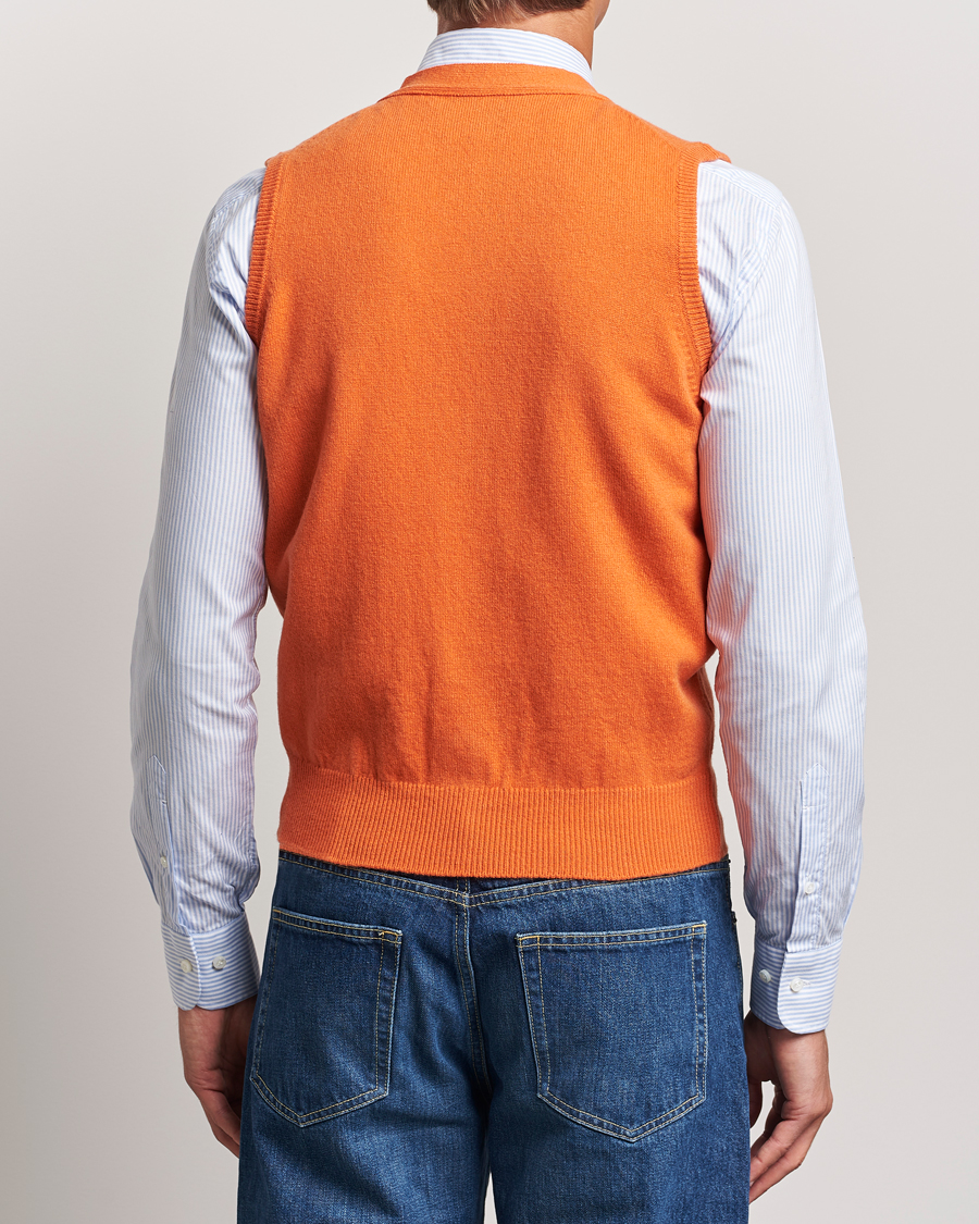 Herren | Pullover | Drake's | Lambswool Vest Cardigan Orange