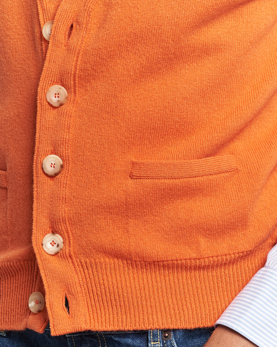 Herren | Pullover | Drake's | Lambswool Vest Cardigan Orange