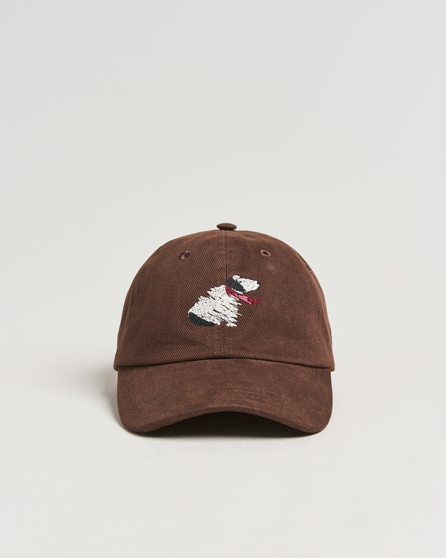 Herren | Drake's Embroidered Dog Heavy Twill Cap Brown | Drake's | Embroidered Dog Heavy Twill Cap Brown