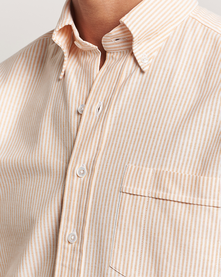 Herren | Hemden | Drake's | Striped Button Down Oxford Shirt Orange