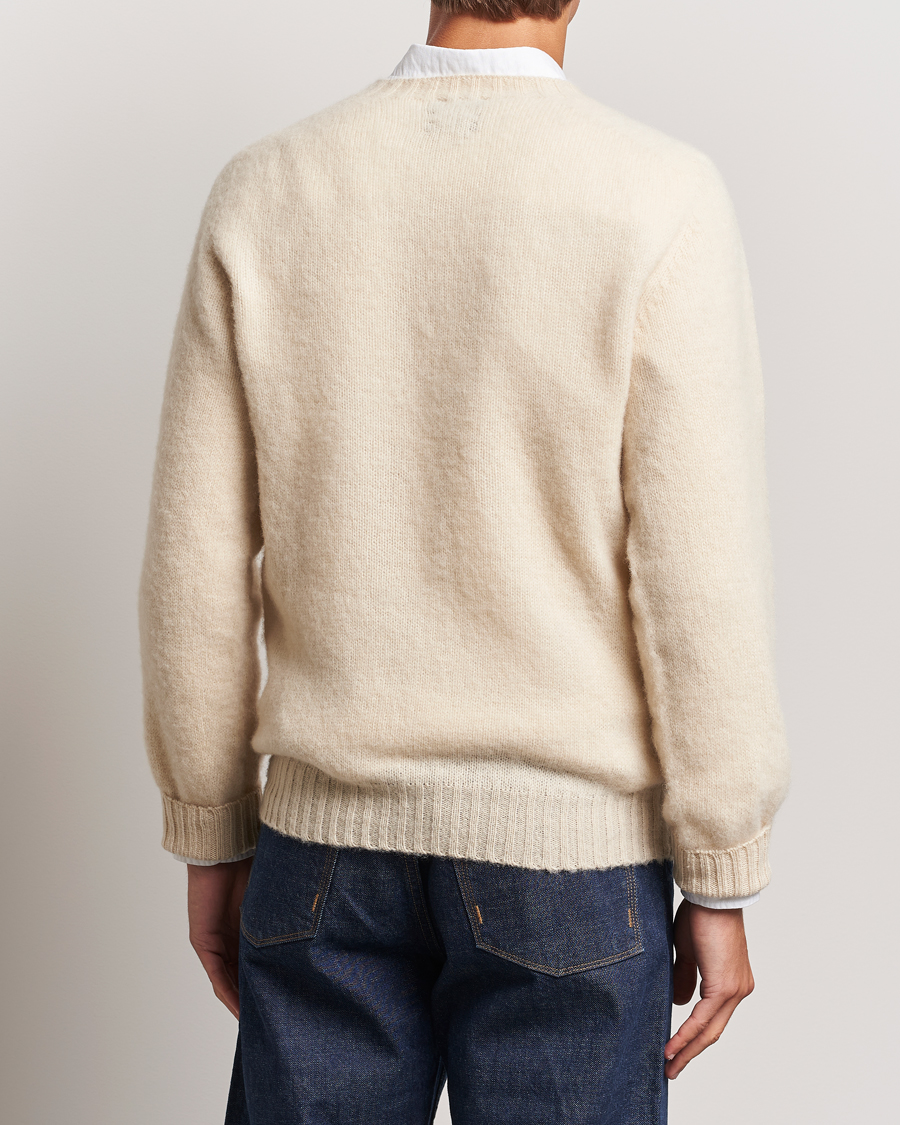 Herren | Pullover | Drake's | Brushed Shetland Crew Ecru
