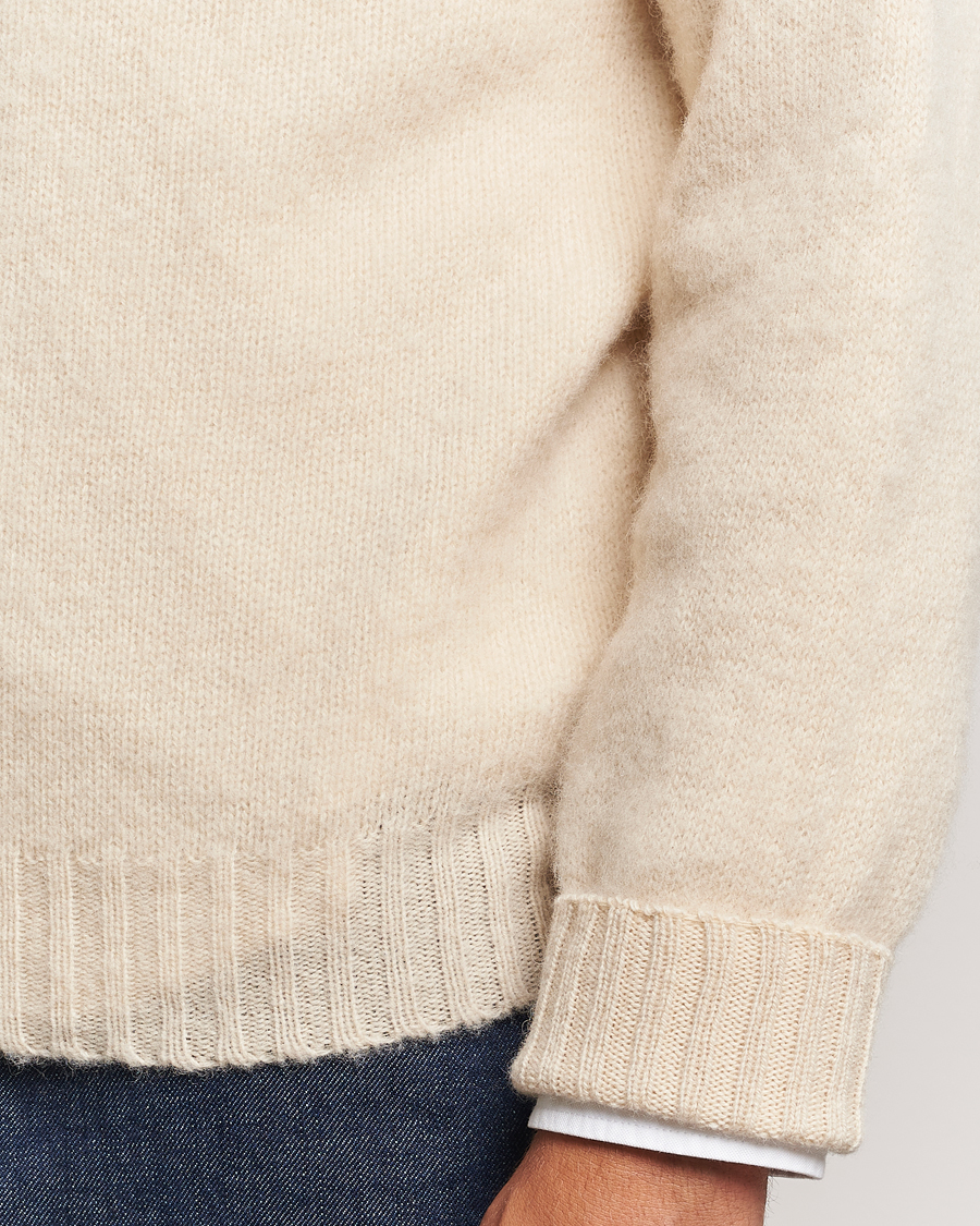 Herren | Pullover | Drake's | Brushed Shetland Crew Ecru