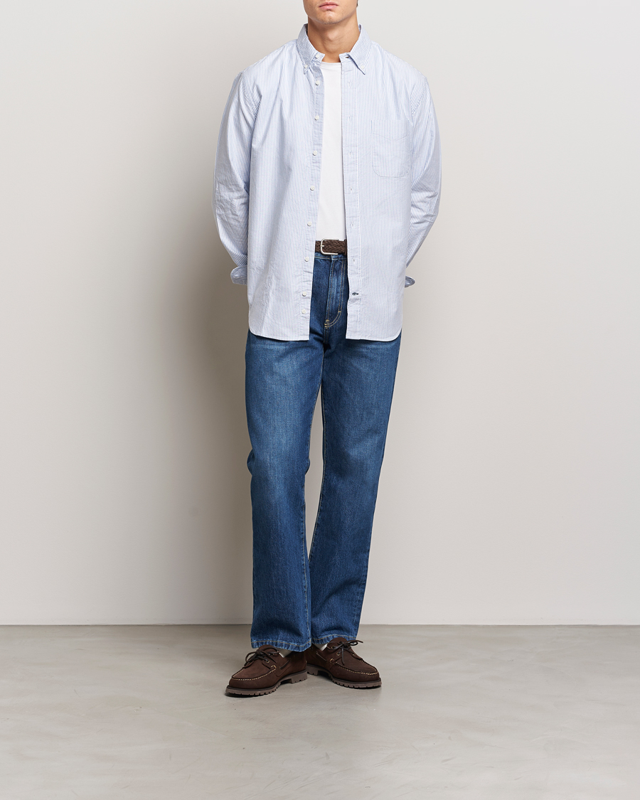 Herren | Hemden | Gitman Vintage | Button Down Striped Oxford Shirt Light Blue