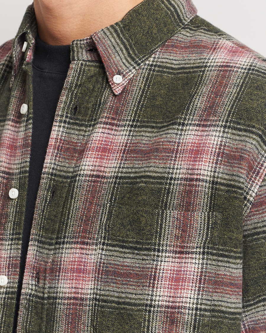 Herren | Hemden | Gitman Vintage | Button Down Brushed Flannel Shirt Olive Check
