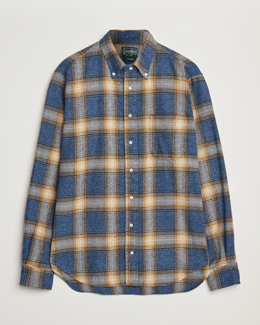 Herren | Hemden | Gitman Vintage | Button Down Brushed Flannel Shirt Blue Check