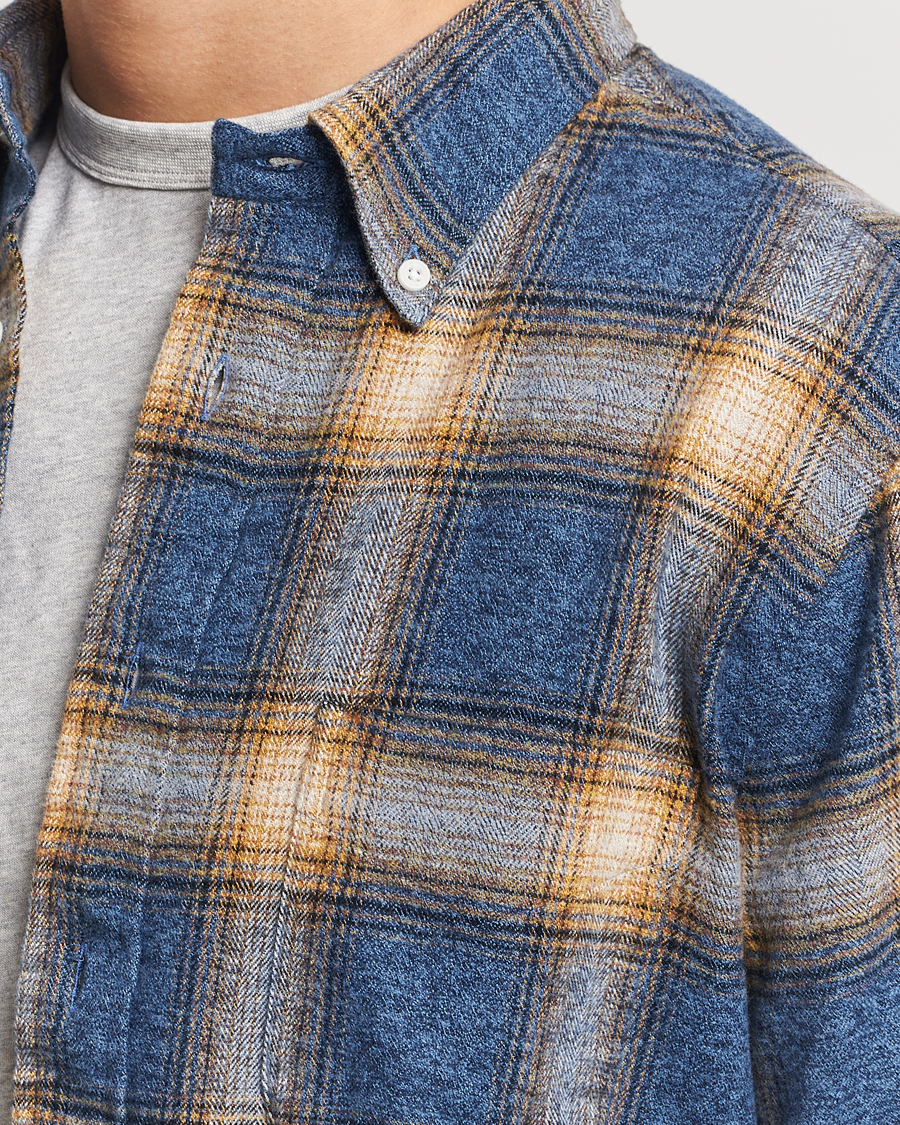 Herren | Hemden | Gitman Vintage | Button Down Brushed Flannel Shirt Blue Check
