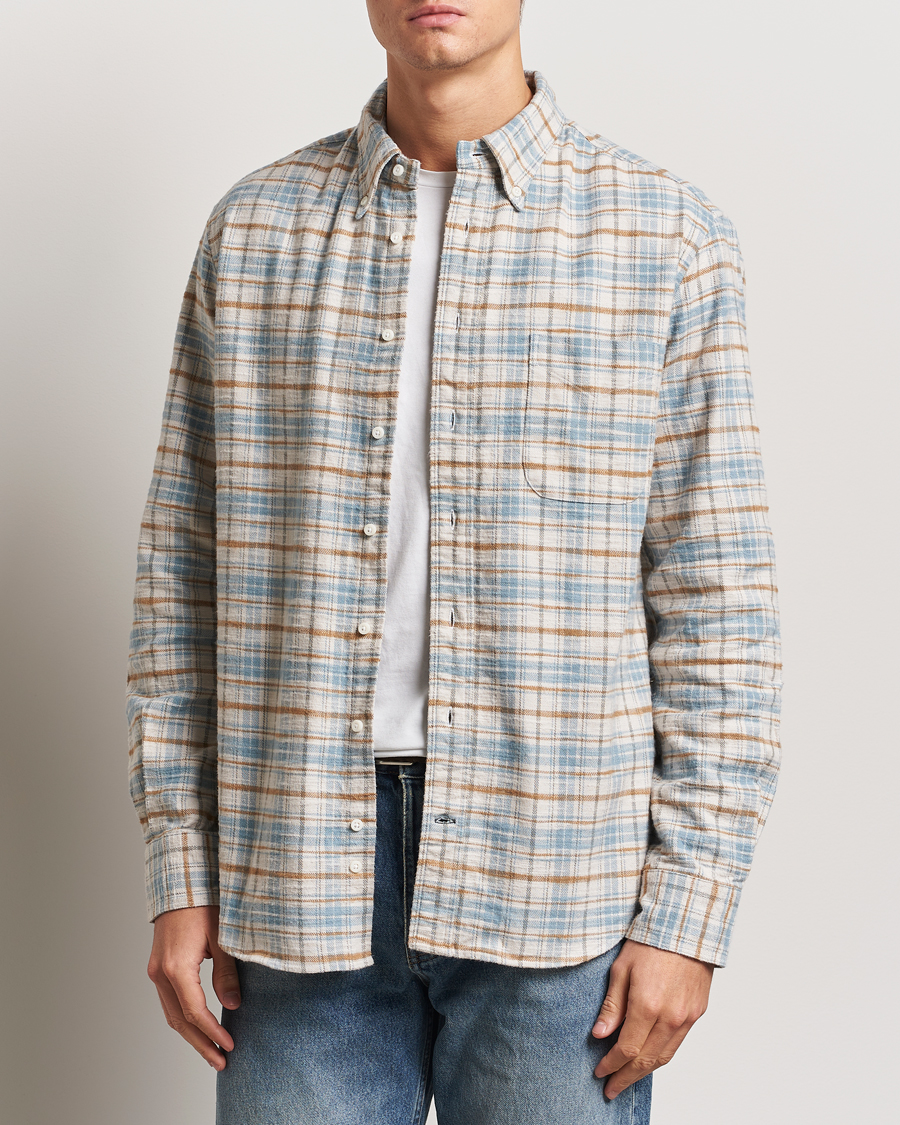 Herren | Hemden | Gitman Vintage | Button Down Heavy Flannel Shirt Ivory Check