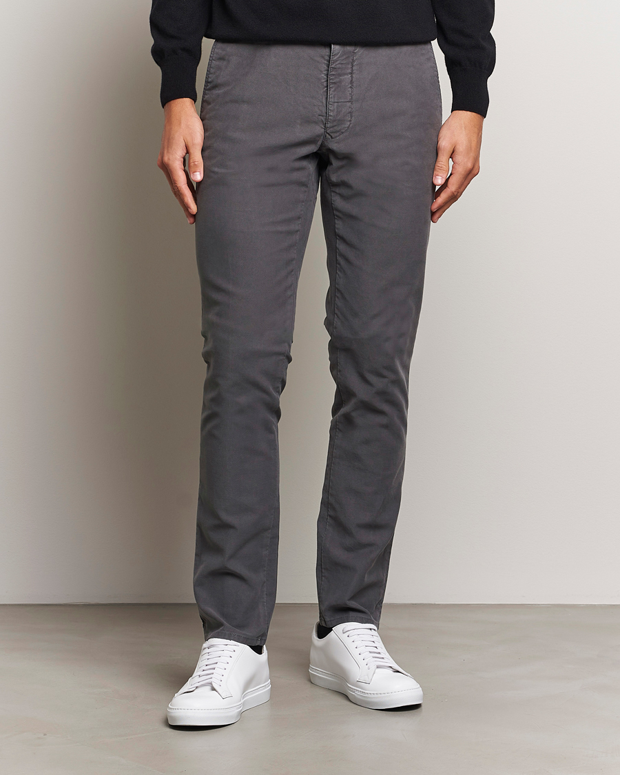 Herren | Hosen | Incotex | Slim Fit Garment Dyed Slacks Dark Grey